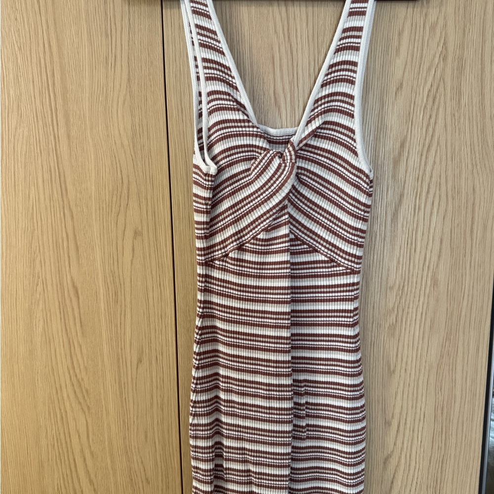 Abercrombie Striped Knit Tank Dress in White and Brown